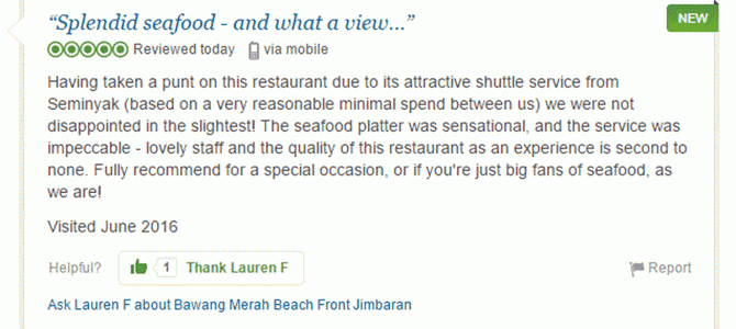 Review: “Splendid seafood – and what a view”