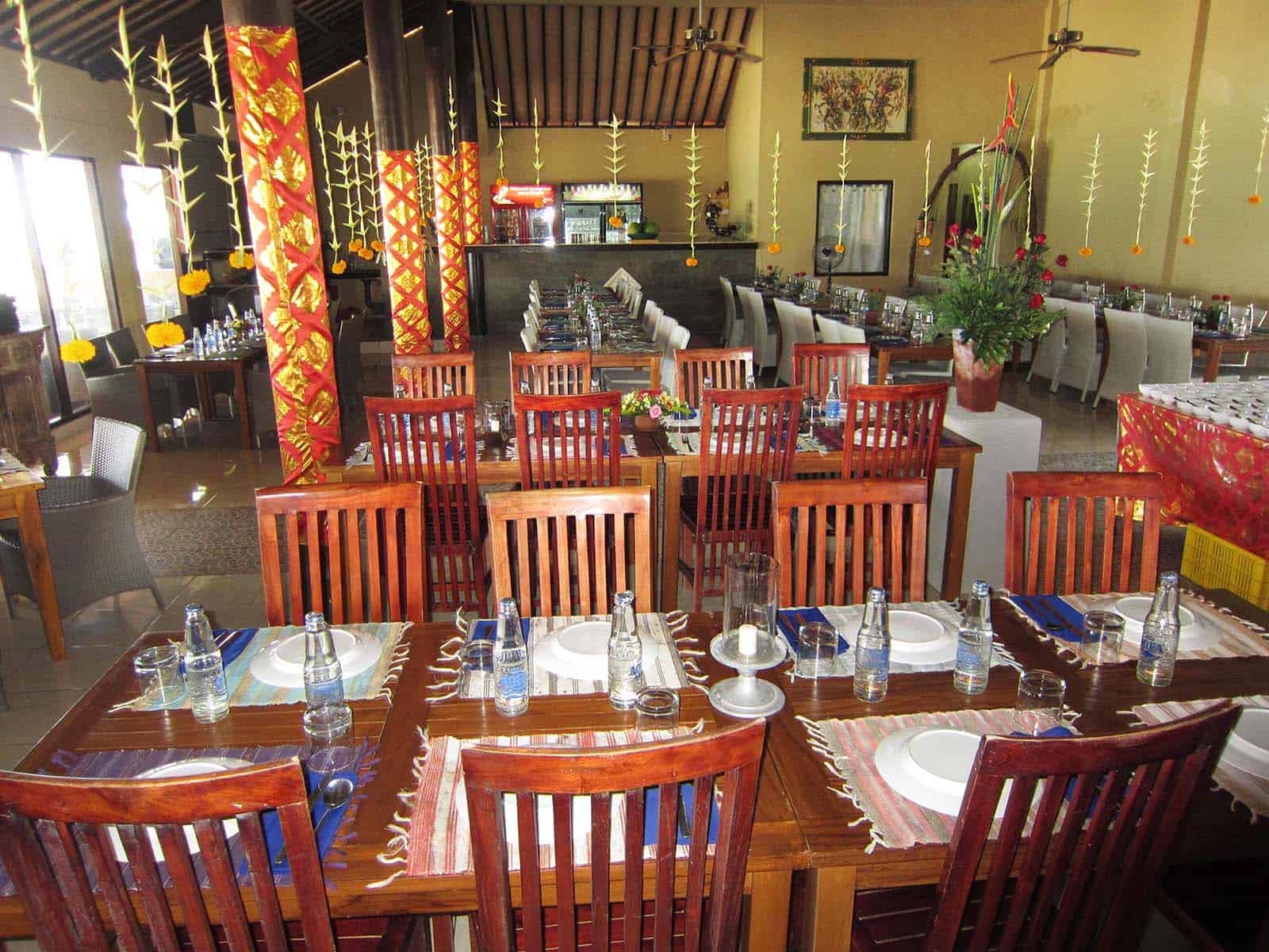 Indoor seating at Bawang Merah Beachfront Restaurant Jimbaran Bay